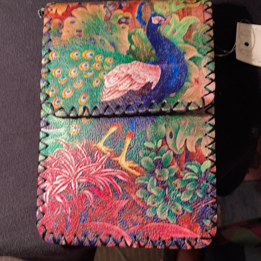 Mini Cross Body Leather Purse (Peacock)